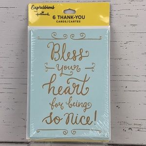 4/$14 6pk Hallmark Expressions Thank You Note Cards Blank Inside NEW SEALED
